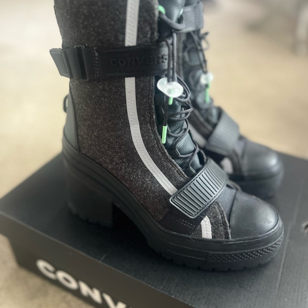 Converse Black and Gray Heeled Boots